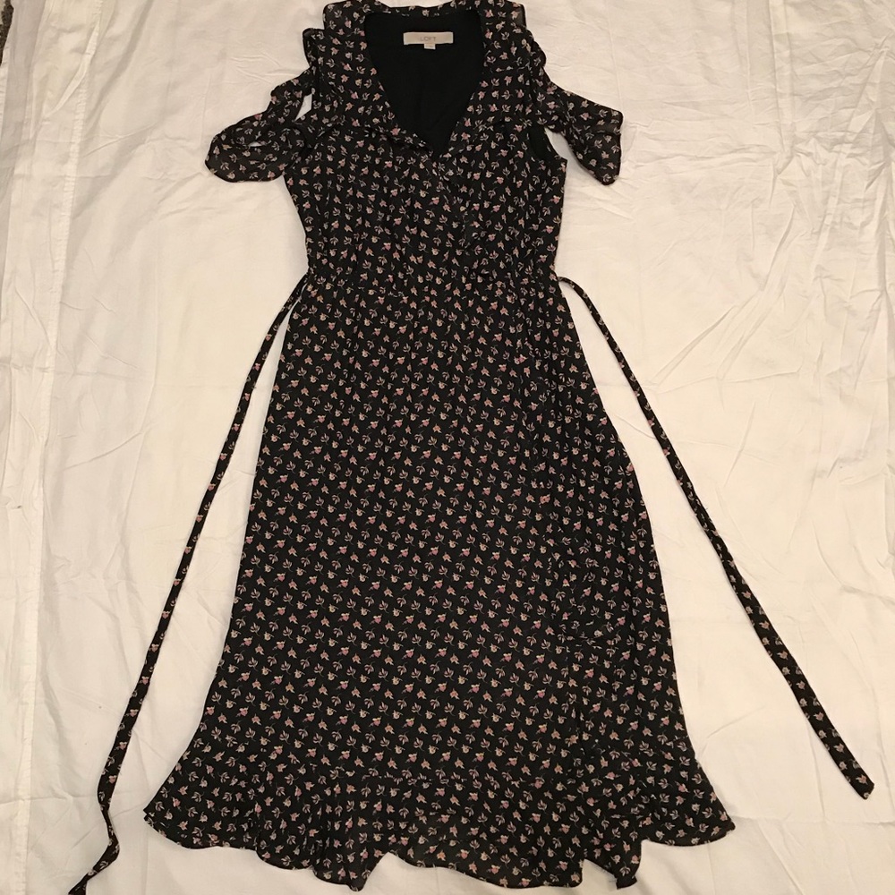 Ann Taylor LOFT Dress - Small - Ruffle Faux Wrap